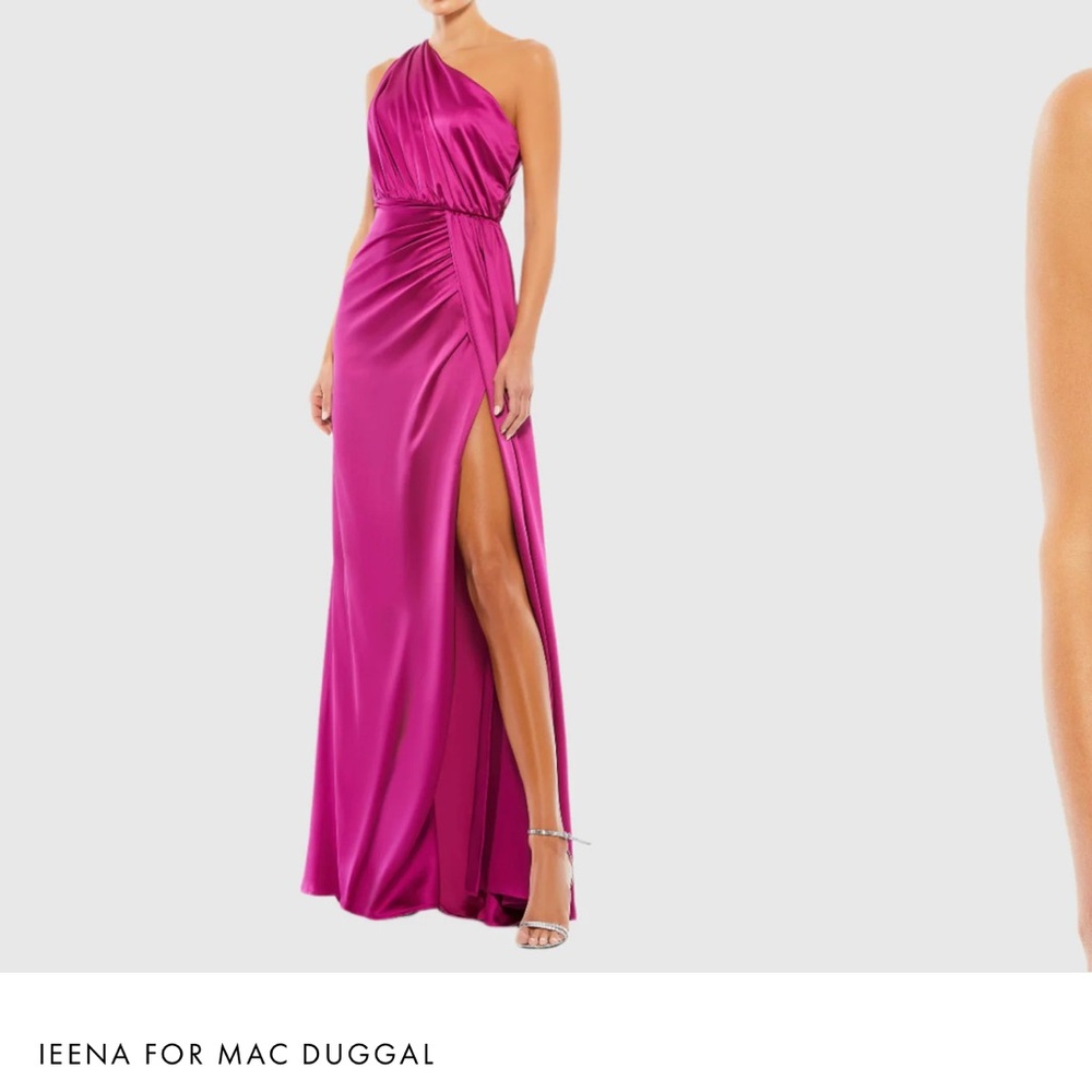 Mac Duggal Fuchsia One-Shoulder Maxi Dress